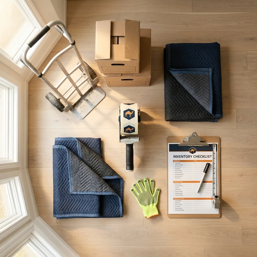 Professional moving supplies and packing materials layout for Mercer Island residential relocations